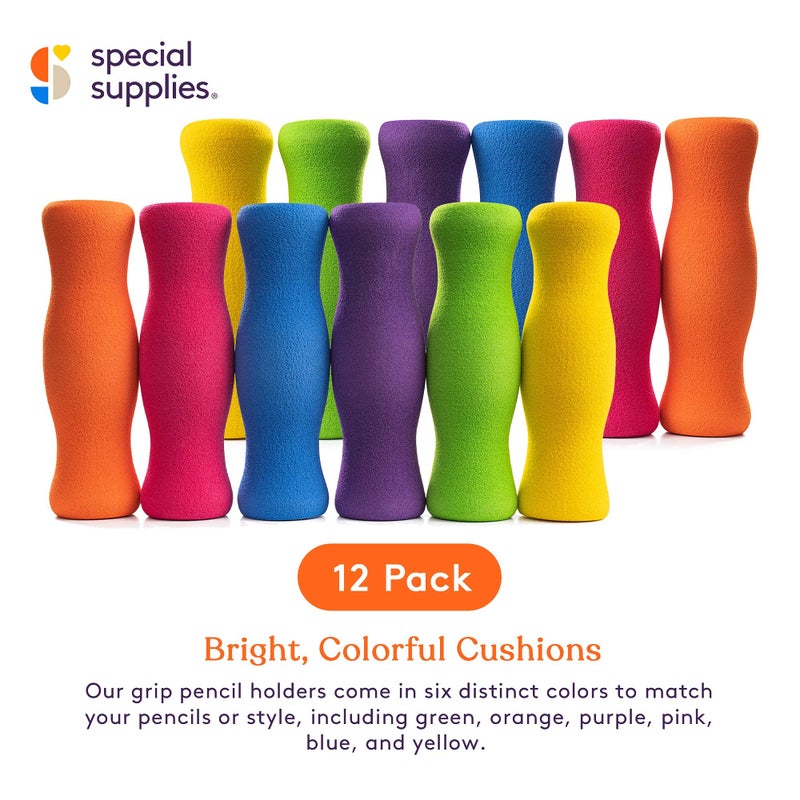 Special Supplies Long Foam Pencil Grips for Kids Adults Colorful  Cushioned Holders for Handwriting  Drawing  Coloring | Ergonomic Right or Left-Handed Use | Reusable (12) - Image 4